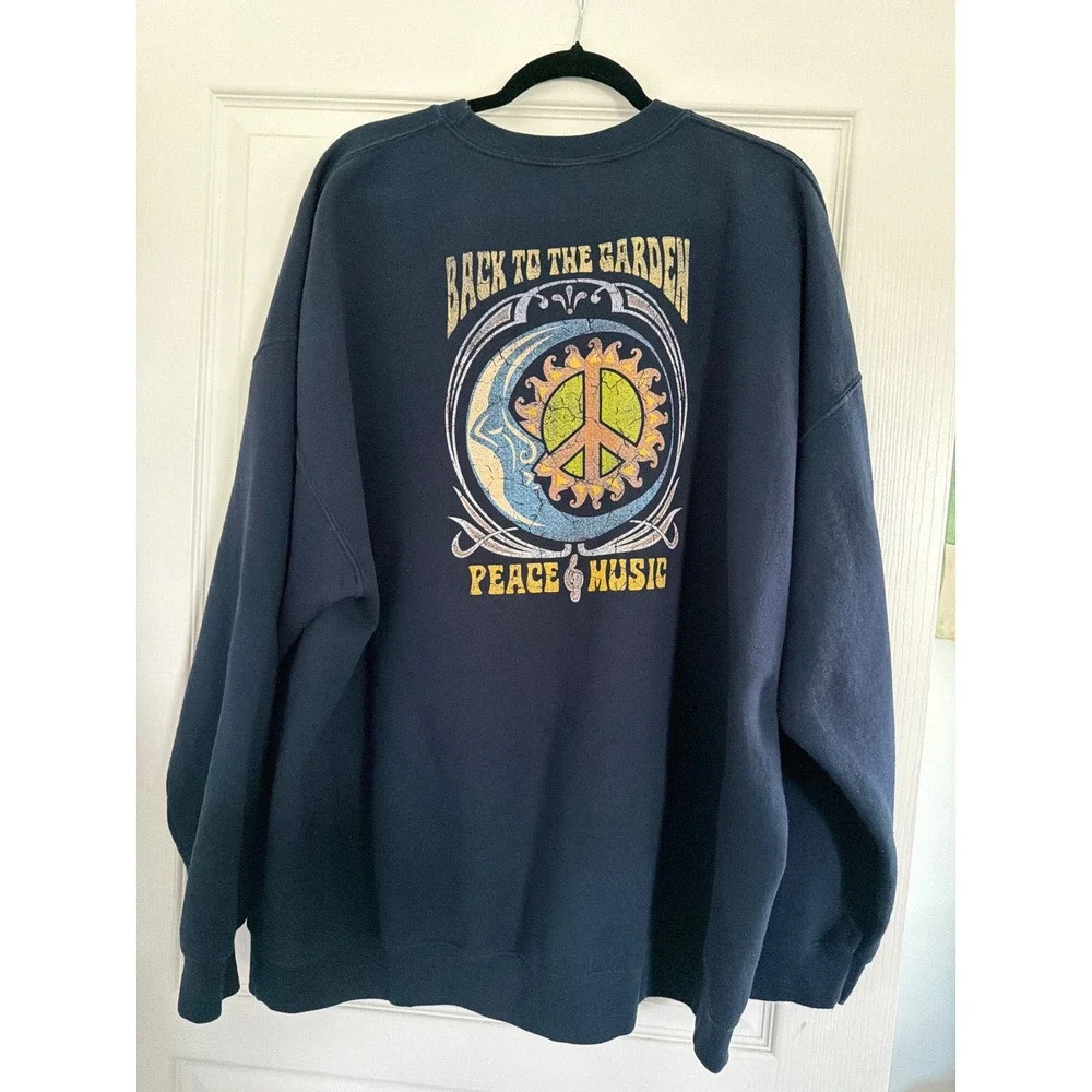Woodstock 3 Days of Harmony Music Peace Navy Blue Graphic Sweatshirt 3XL